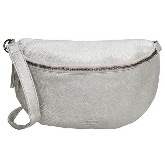 Bodybag 27,5 x 17cm in Lederoptik Silber - leder-accessoires.com