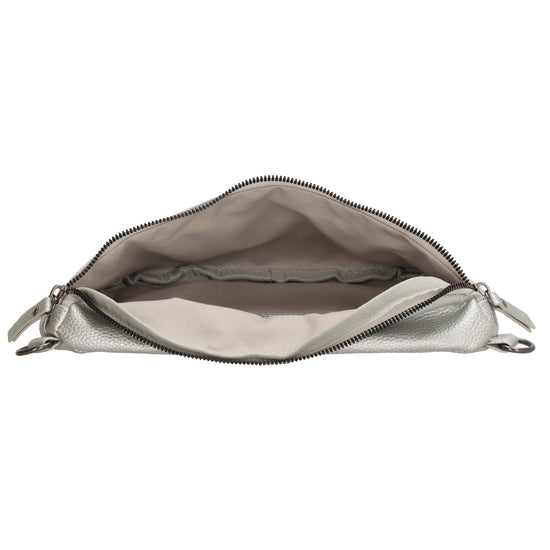 Bodybag 27,5 x 17cm in Lederoptik Silber - leder-accessoires.com