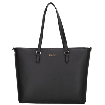 XXL Shopper 45x31cm in Schwarz mit Reißverschluss und Laptopfach