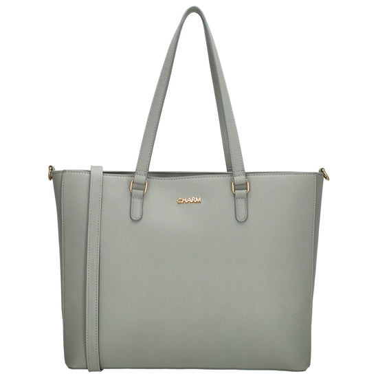XXL Shopper 45x31cm in Hellgrau mit Reißverschluss und Laptopfach - leder-accessoires.com