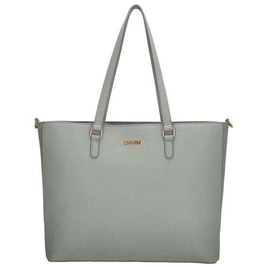 XXL Shopper 45x31cm in Hellgrau mit Reißverschluss und Laptopfach - leder-accessoires.com