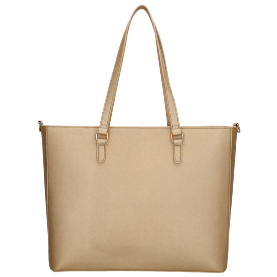 XXL Shopper 45x31cm in Gold mit Reißverschluss und Laptopfach - leder-accessoires.com