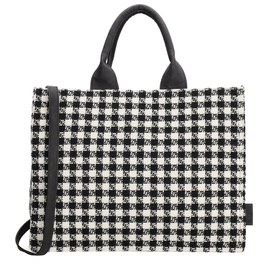 Shopper 41x32cm in Schwarz|Weiß im Pied-de-Poule-Look