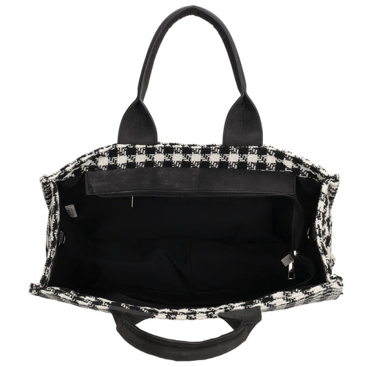 Shopper 41x32cm in Schwarz|Weiß im Pied-de-Poule-Look