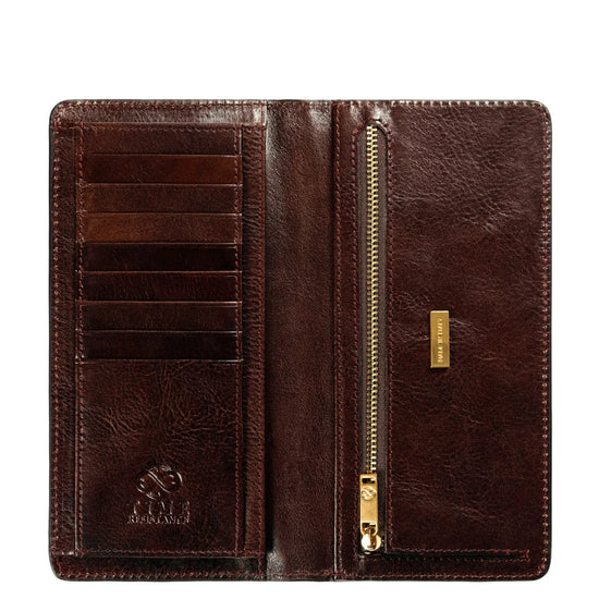 Lederbörse 20,5x10cm in Braun mit Kartenfächer aus Leder - leder-accessoires.com