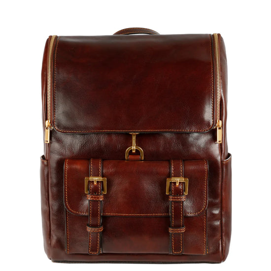 Rucksack| Businessrucksack 29 x 40cm in Braun aus Leder mit Vortasche - leder-accessoires.com