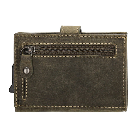 Kartenetui 8x10cm Olivgrün mit Scheinfach und Schutz