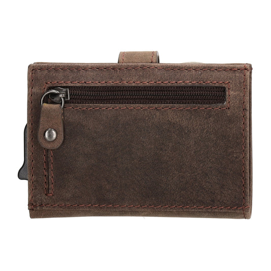 Safety Wallet 8x10cm Dunkelbraun mit RFID Schutz Leder