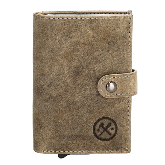 Safety Wallet 8x10cm Sand Slim Leder mit RFID Schutz