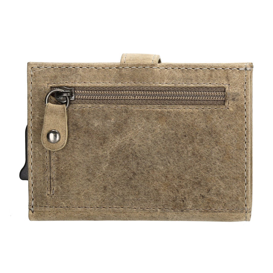 Safety Wallet 8x10cm Sand Slim Leder mit RFID Schutz