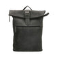 Rolltop Rucksack aus Leder in Schwarz mit Steckschloss