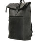 Rolltop Rucksack aus Leder in Schwarz mit Steckschloss