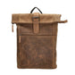 Rolltop Rucksack aus Leder in Cognac mit Steckschloss