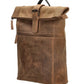 Rolltop Rucksack aus Leder in Cognac mit Steckschloss