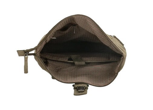 Rolltop Rucksack aus Leder in Oliv mit Steckschloss - leder-accessoires.com