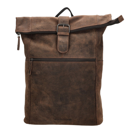 Rucksack|Rolltop 41 x 36cm in Dunkelbraun aus Leder