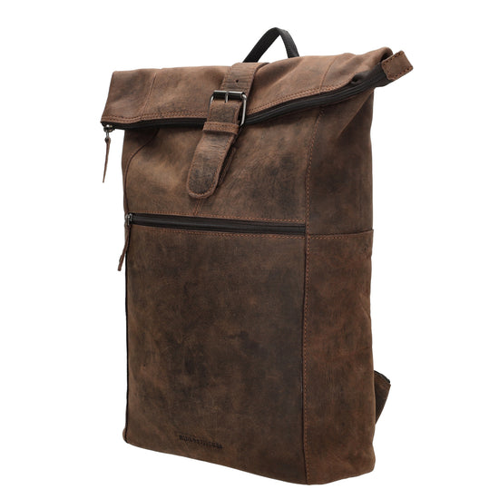 Rucksack|Rolltop 41 x 36cm in Dunkelbraun aus Leder - leder-accessoires.com