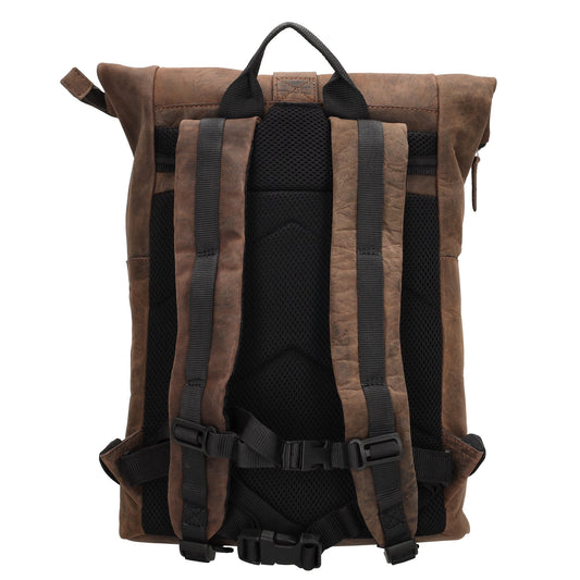 Rucksack|Rolltop 41 x 36cm in Dunkelbraun aus Leder