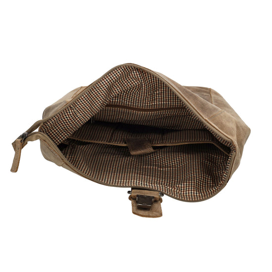 Rucksack|Rolltop 41 x 36cm in Beige aus Leder - leder-accessoires.com