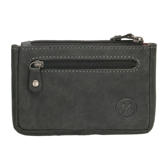 Schlüsseletui 11,5x7,5cm in Schwarz aus Leder mit Reißverschluss - leder-accessoires.com