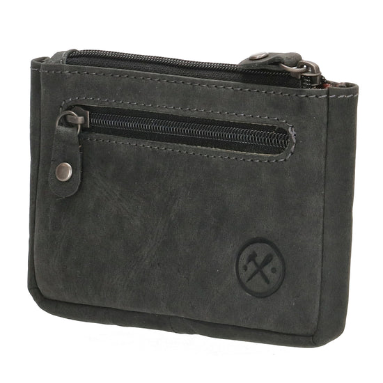 Schlüsseletui 11,5x7,5cm in Schwarz aus Leder mit Reißverschluss - leder-accessoires.com