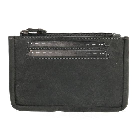 Schlüsseletui 11,5x7,5cm in Schwarz aus Leder mit Reißverschluss - leder-accessoires.com