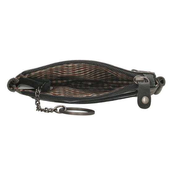 Schlüsseletui 11,5x7,5cm in Schwarz aus Leder mit Reißverschluss - leder-accessoires.com