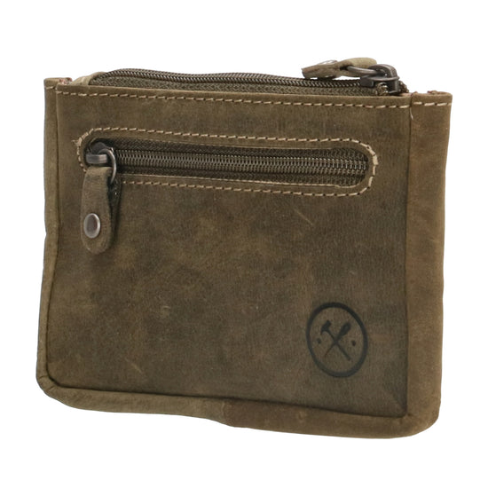 Schlüsseletui 11,5x7,5cm in Olive aus Leder mit Reißverschluss - leder-accessoires.com