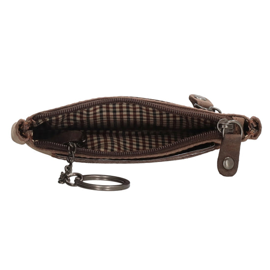 Schlüsseletui 11,5x7,5cm in Braun aus Leder mit Reißverschluss - leder-accessoires.com