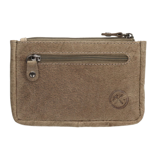Schlüsseletui 11,5x7,5cm in Beige aus Leder mit Reißverschluss