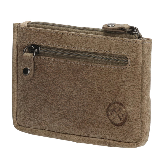 Schlüsseletui 11,5x7,5cm in Beige aus Leder mit Reißverschluss - leder-accessoires.com