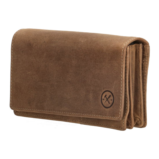 Lederbörse|Handyfähig 15,5x9cm in Cognac mit Überschlag und RFID-Schutz - leder-accessoires.com