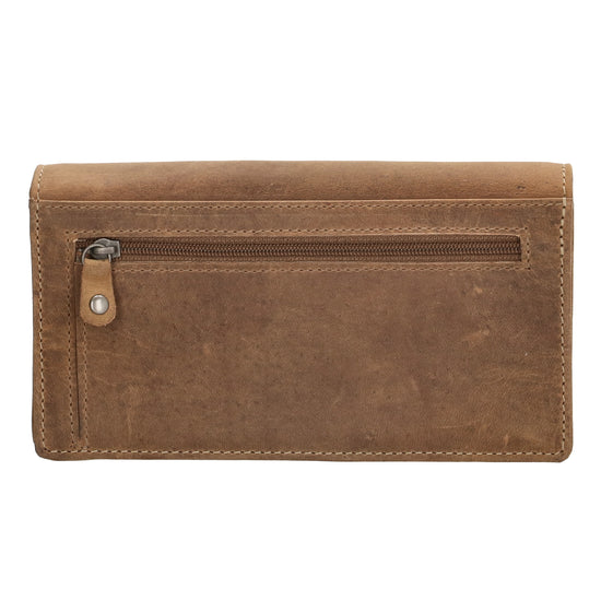 Lederbörse|Handyfähig 15,5x9cm in Cognac mit Überschlag und RFID-Schutz - leder-accessoires.com