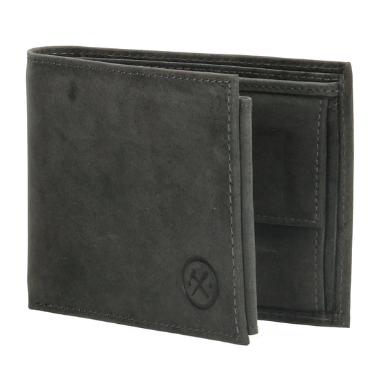 Geldbörse Querformat 12 x 9,5cm in Schwarz mit Riegel - leder-accessoires.com