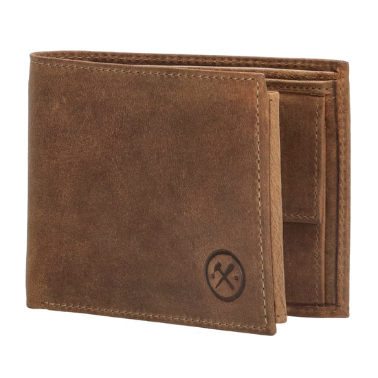 Geldbörse Querformat 12 x 9,5cm mit Riegel in Cognac aus Leder - leder-accessoires.com