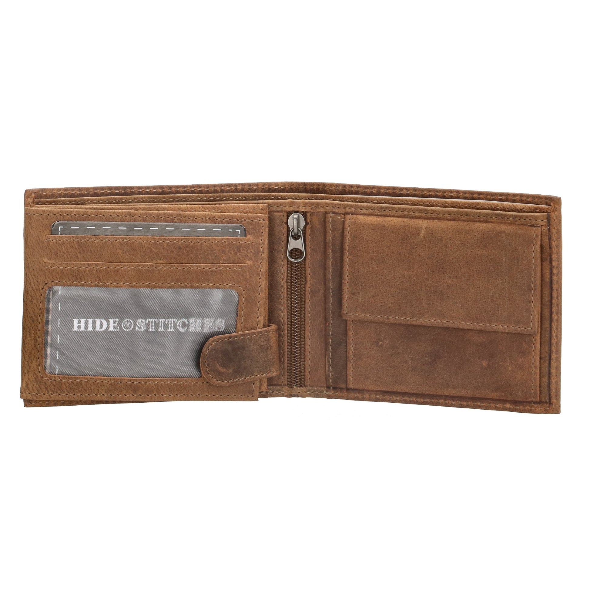 Geldbörse Querformat 12 x 9,5cm mit Riegel in Cognac aus Leder - leder-accessoires.com