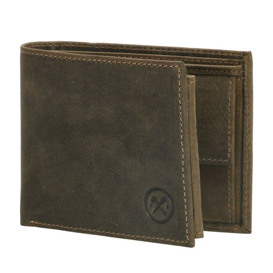 Geldbörse Querformat 12 x 9,5cm in Olivgrün mit Riegel - leder-accessoires.com