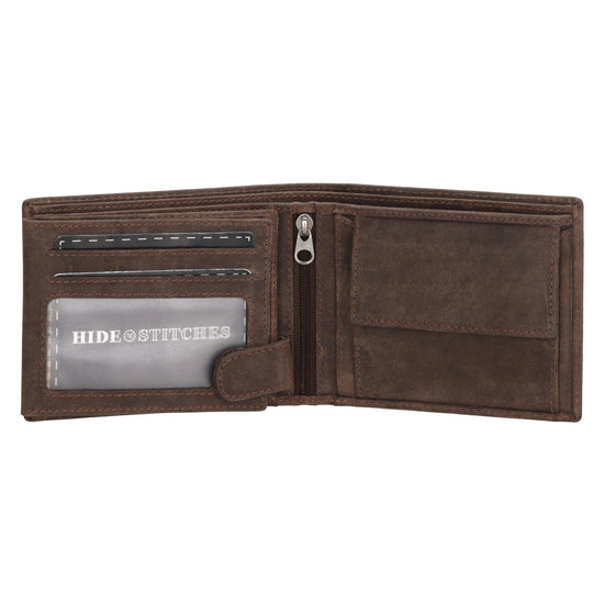 Geldbörse Querformat 12 x 9,5cm in Braun mit Riegel - leder-accessoires.com