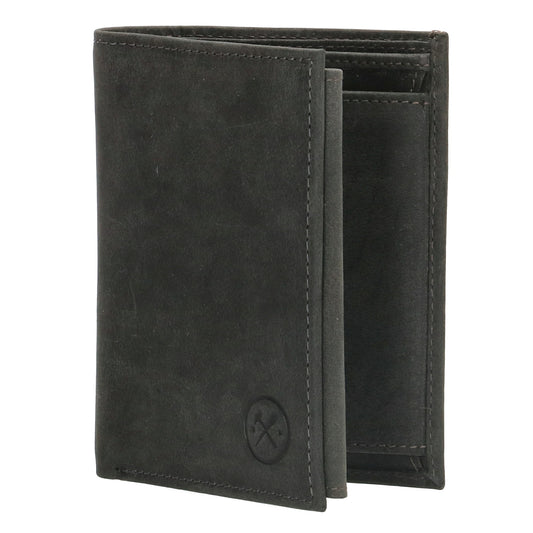 Geldbörse Hochformat 12 x 9cm mit Riegel in Schwarz aus Leder