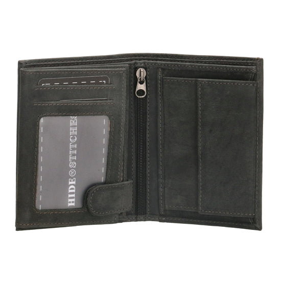 Geldbörse Hochformat 12 x 9cm mit Riegel in Schwarz aus Leder - leder-accessoires.com