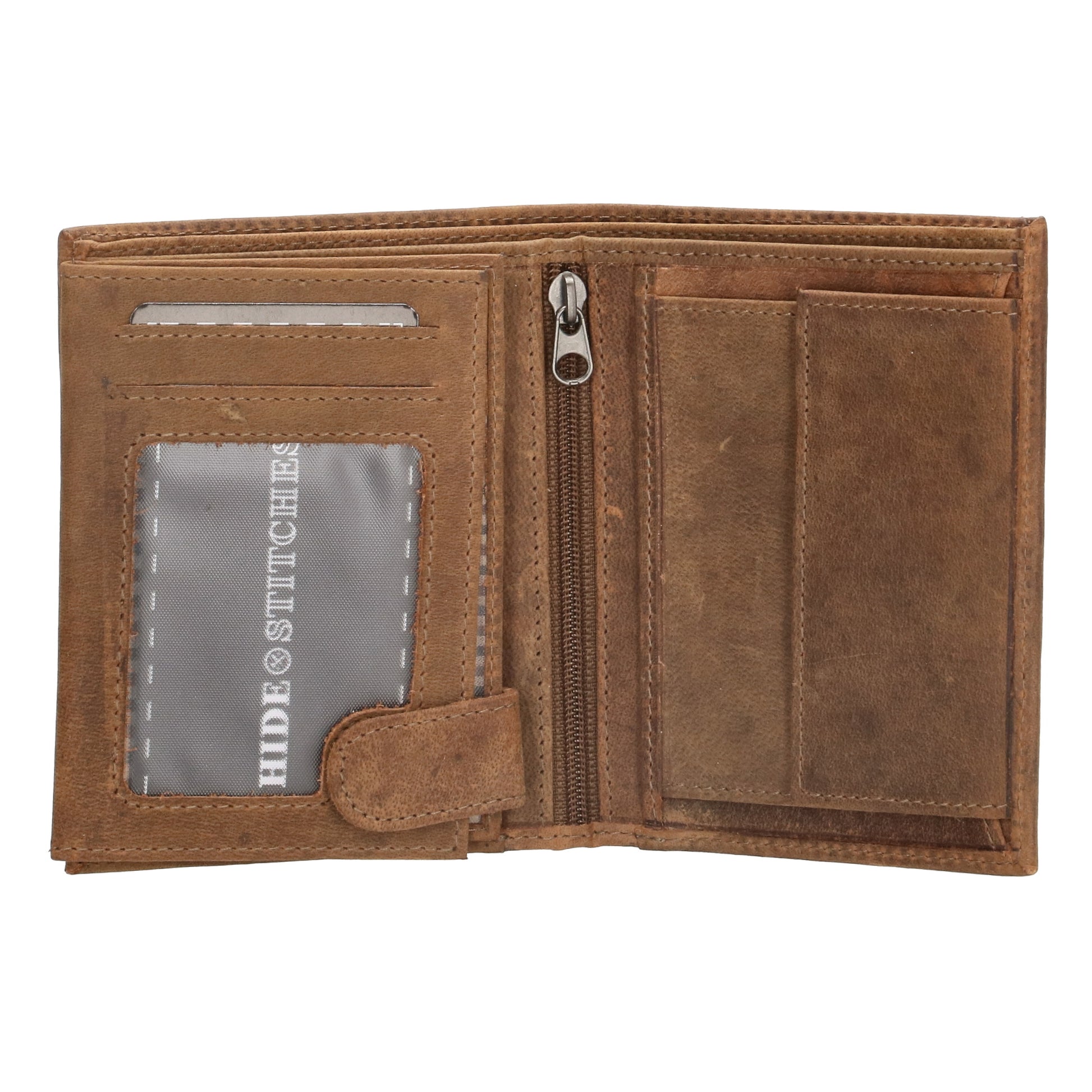 Geldbörse Hochformat 12 x 9cm mit Riegel in Cognac aus Leder - leder-accessoires.com