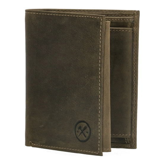 Geldbörse Hochformat 12 x 9cm mit Riegel in Olivgrün aus Leder - leder-accessoires.com