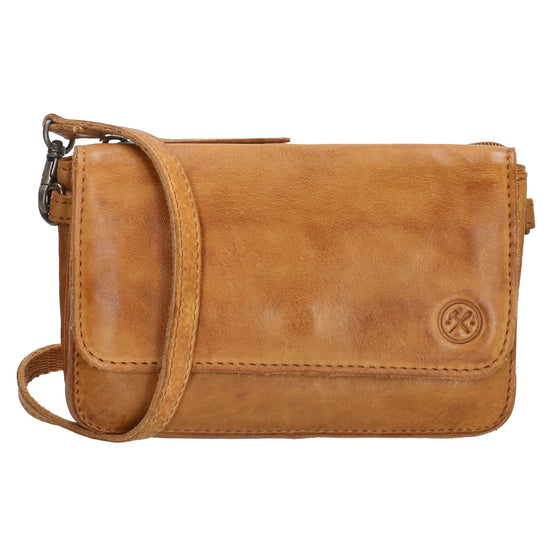 Schultertasche 18x11cm in Ocker-|Senfgelb aus Leder mit Überschlag - leder-accessoires.com