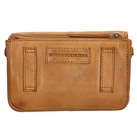 Schultertasche 18x11cm in Ocker-|Senfgelb aus Leder mit Überschlag - leder-accessoires.com