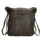 Tasche zum Rucksack aus Leder in Olivgrün mit Vortasche
