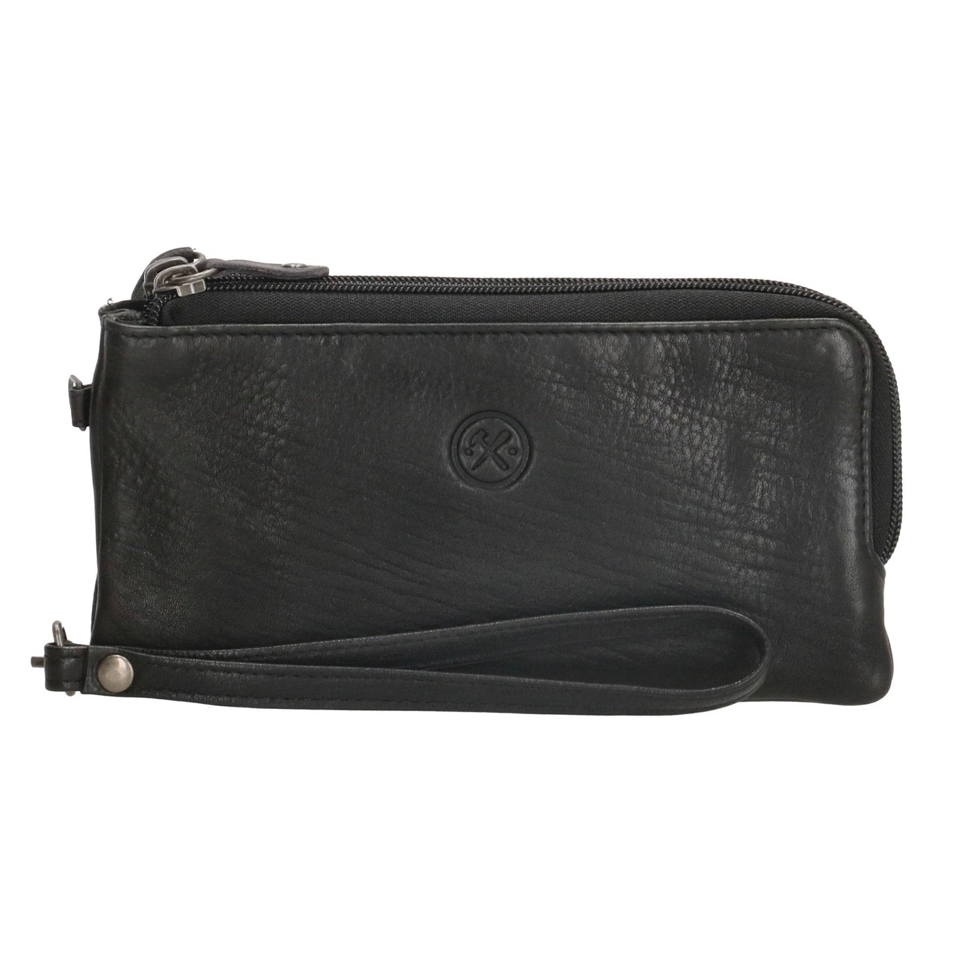 Lederbörse|Handyfähig 18,5x9cm in Schwarz mit Reißverschluss und RFID-Schutz - leder-accessoires.com