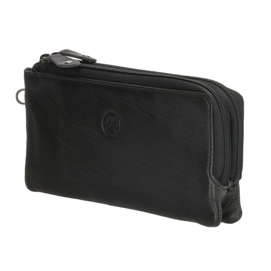Lederbörse|Handyfähig 18,5x9cm in Schwarz mit Reißverschluss und RFID-Schutz - leder-accessoires.com