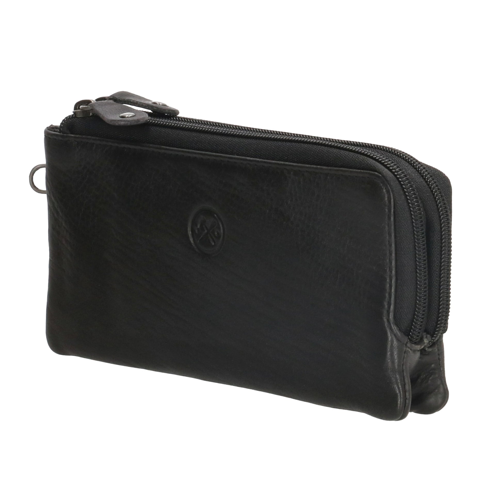 Lederbörse|Handyfähig 18,5x9cm in Schwarz mit Reißverschluss und RFID-Schutz - leder-accessoires.com