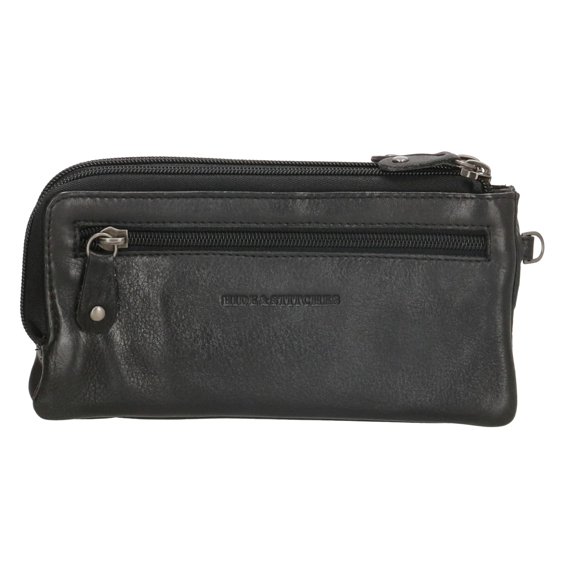 Lederbörse|Handyfähig 18,5x9cm in Schwarz mit Reißverschluss und RFID-Schutz - leder-accessoires.com