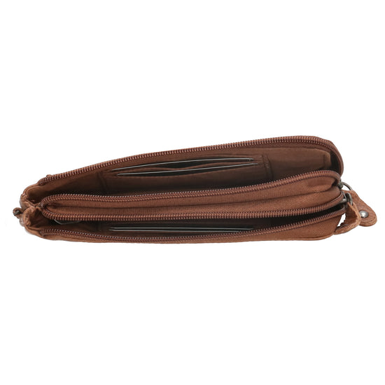 Lederbörse|Handyfähig 18,5x9cm in Cognac mit Reißverschluss und RFID-Schutz - leder-accessoires.com